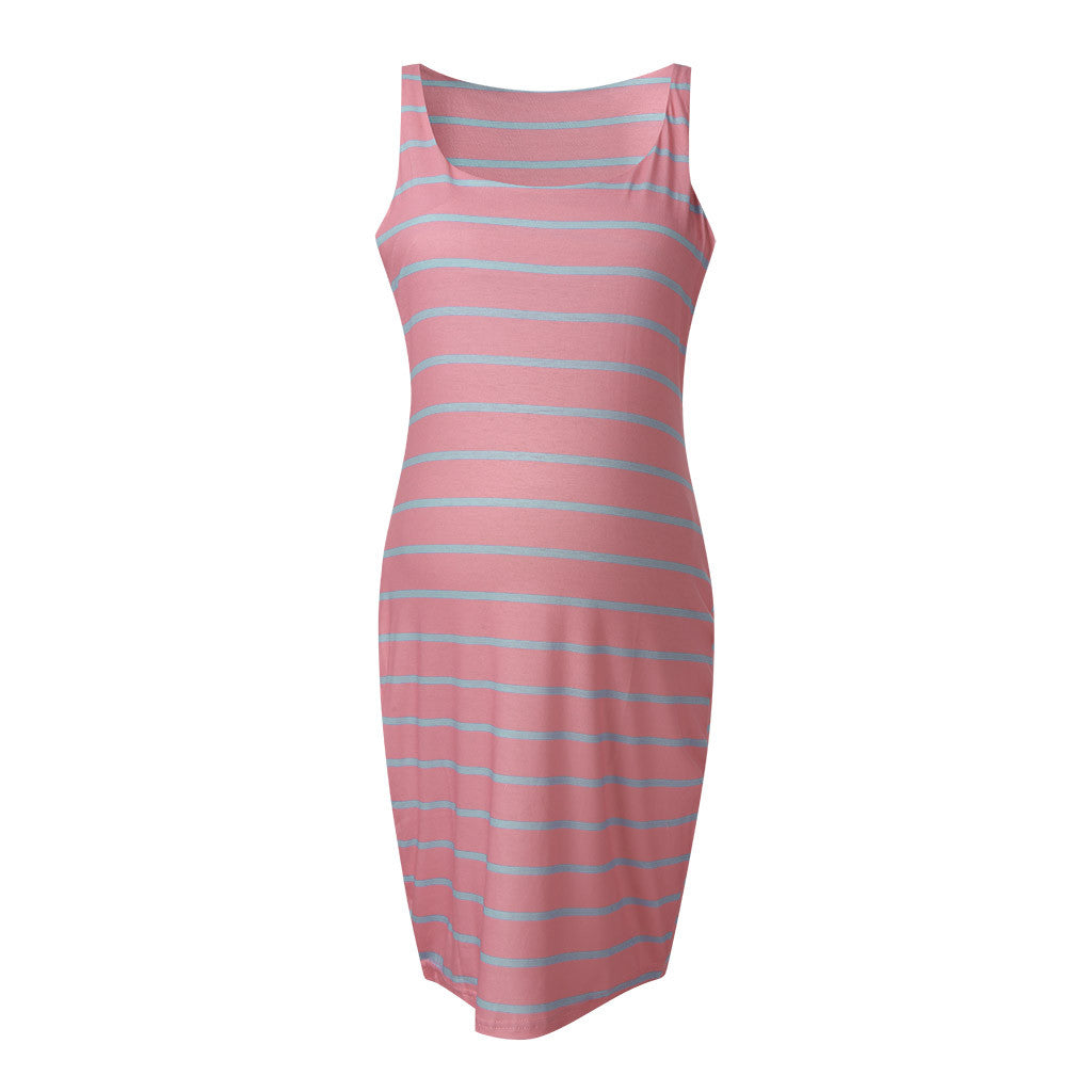 Striped Maternity Vest Dress - [[{"value":"{{ Babyvera Babyvera  }}"}]]