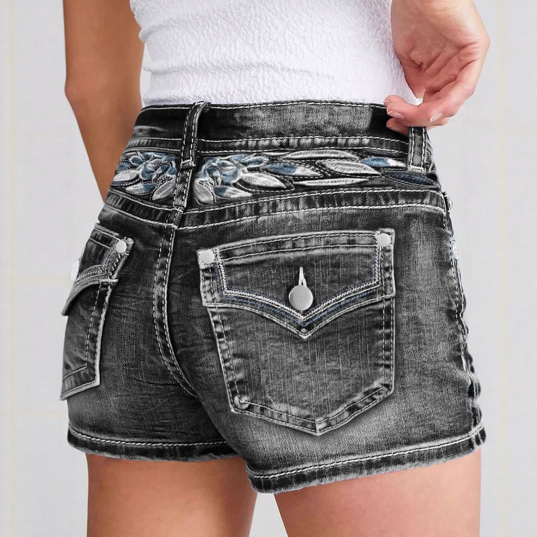 Women's Slim-fit Embroidered Fashion Denim Shorts - [[{"value":"{{ Babyvera Babyvera  }}"}]]