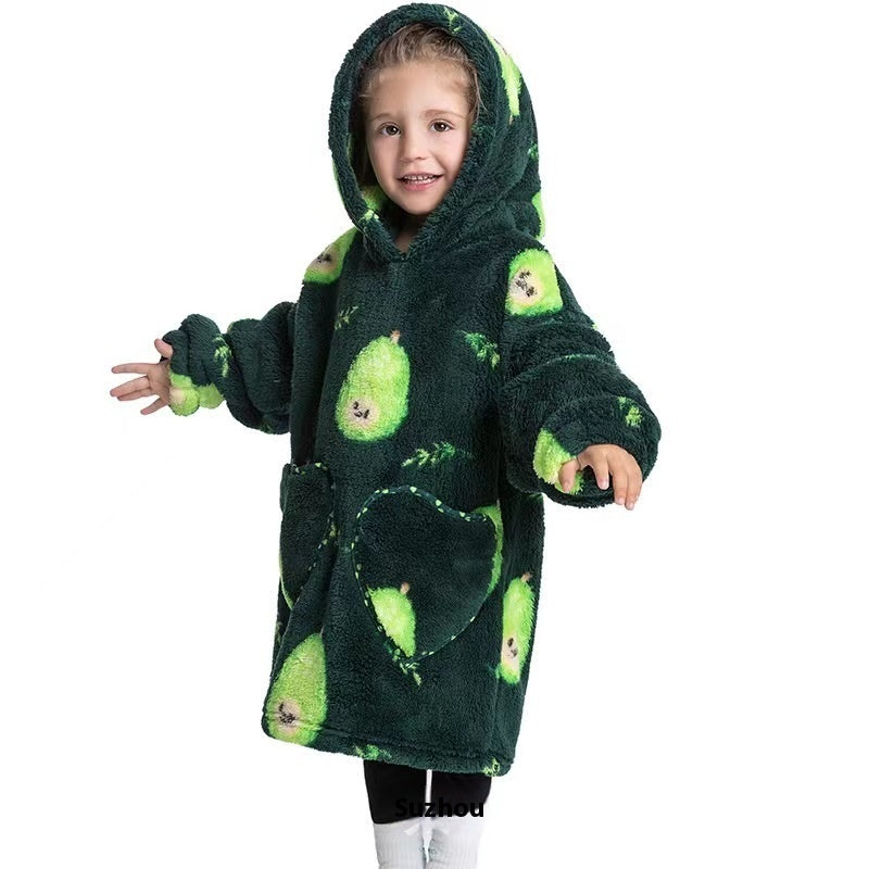 Boys And Girls Comfortable Cotton Velvet Cold-proof Clothes Lazy Blanket Hooded Plus-sized Thickened Blanket Lazy Clothes Children's Sleepwear - [[{"value":"{{ Babyvera Babyvera  }}"}]]