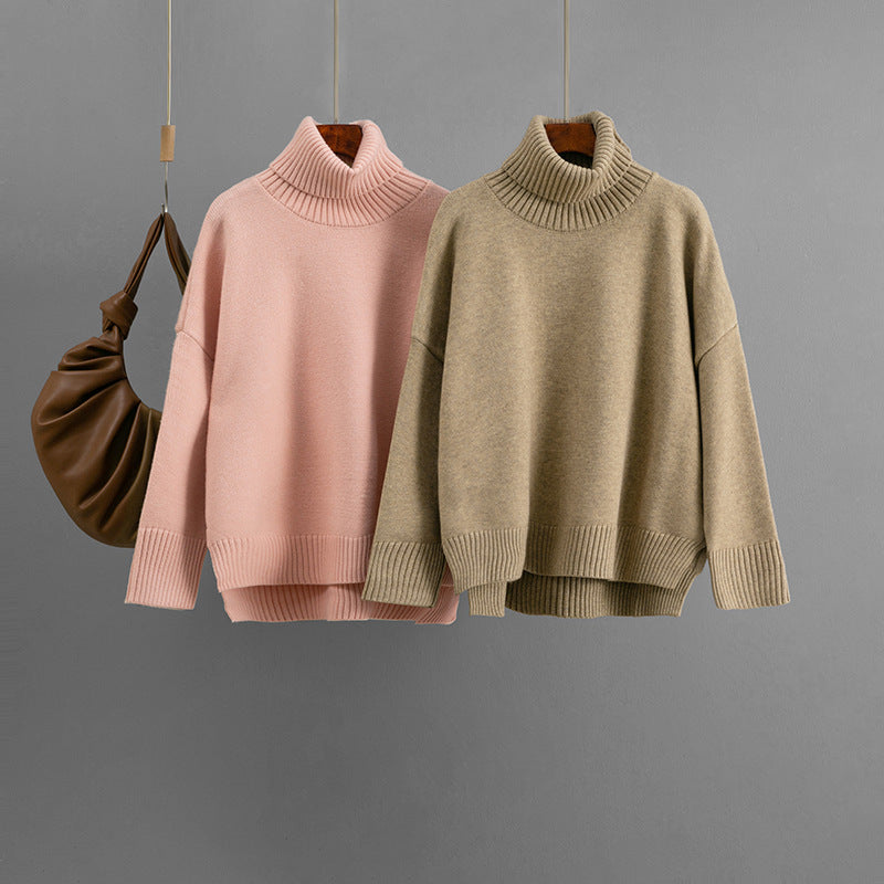 Arrival Casual Loose All-Match Solid-Color Turtleneck Sweater - [[{"value":"{{ Babyvera Babyvera  }}"}]]