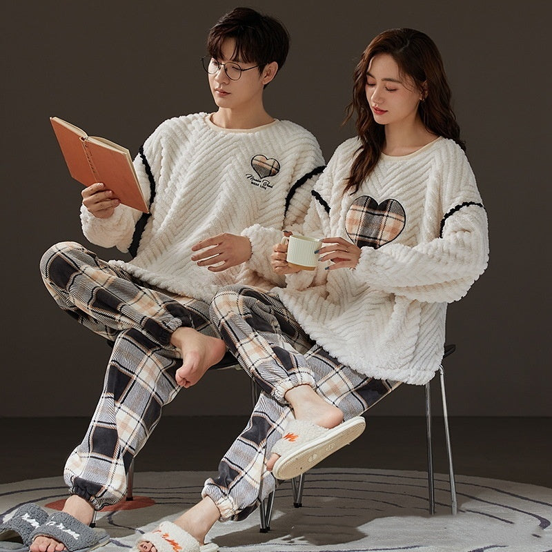Couple Coral Fleece Thermal Pajamas Women's Long Sleeve Suit - [[{"value":"{{ Babyvera Babyvera  }}"}]]