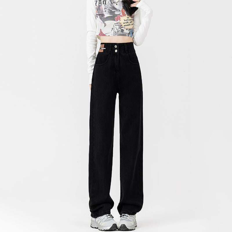 Women's New Fleece-Lined Thickened Loose-Fit Slimming Wide-Leg Denim Jeans - [[{"value":"{{ Babyvera Babyvera  }}"}]]