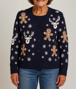 Womens Printed Drop-Shoulder Cardigan Sweater - [[{"value":"{{ Babyvera Babyvera  }}"}]]