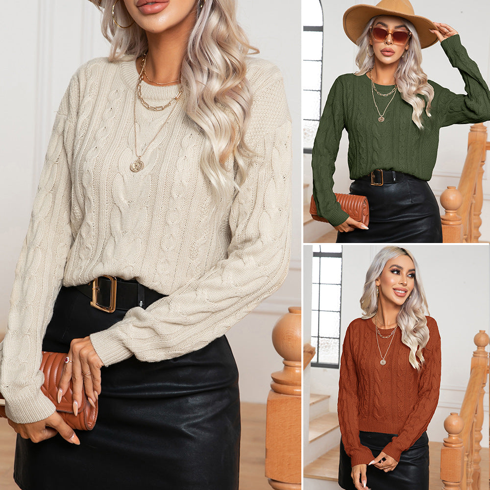 Womens Retro Cable-Knit Long-Sleeve Knitted Pullover Sweater - [[{"value":"{{ Babyvera Babyvera  }}"}]]