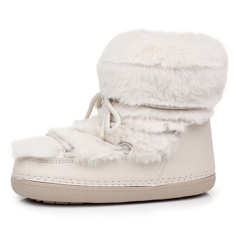 Women's Short Thin-soled Fur-lined Snow Boots - [[{"value":"{{ Babyvera Babyvera  }}"}]]
