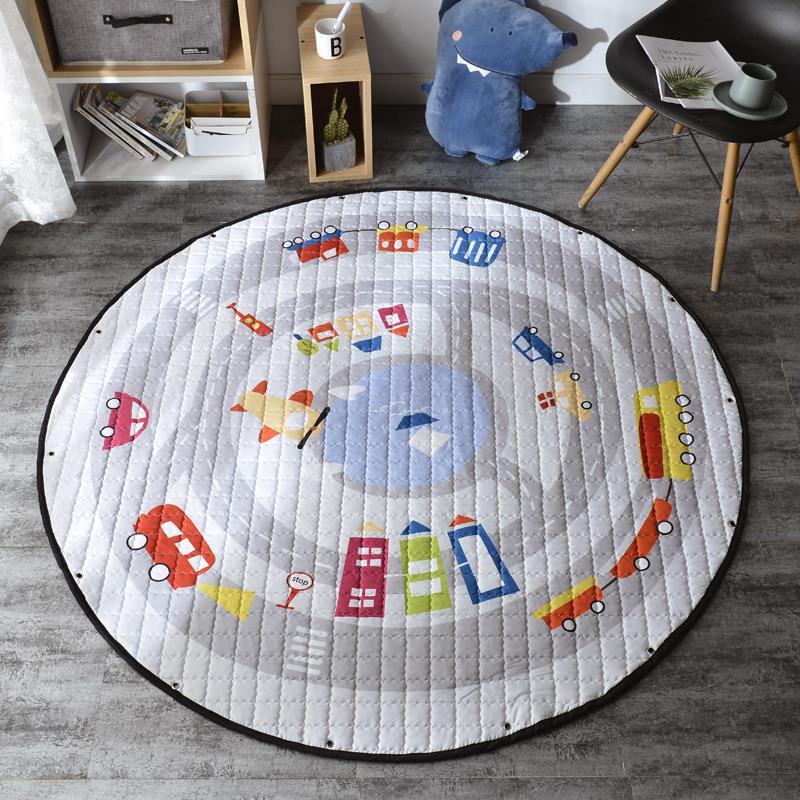 Round Fabric Baby Crawling Children's Play Mat, Toy Storage Blanket, Cotton Crawling Mat - [[{"value":"{{ Babyvera Babyvera  }}"}]]