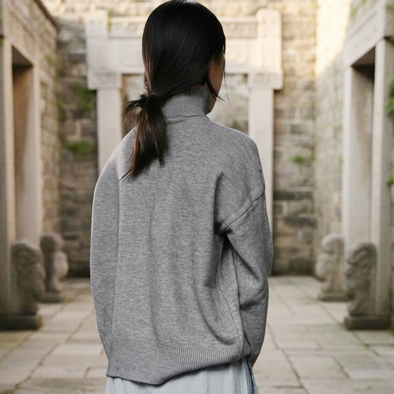 Elegant Commuter Knitted Long-Sleeve T-Shirt With A High Neck Pullover Sweater - [[{"value":"{{ Babyvera Babyvera  }}"}]]