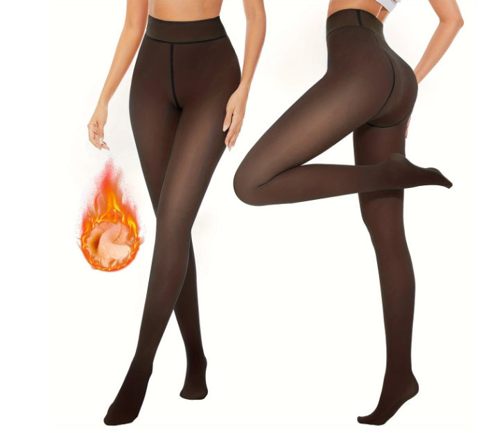 Thick Black Sheer Skin-toned Leg-warming Autumn And Winter Essential Fleece-lined Tights - [[{"value":"{{ Babyvera Babyvera  }}"}]]