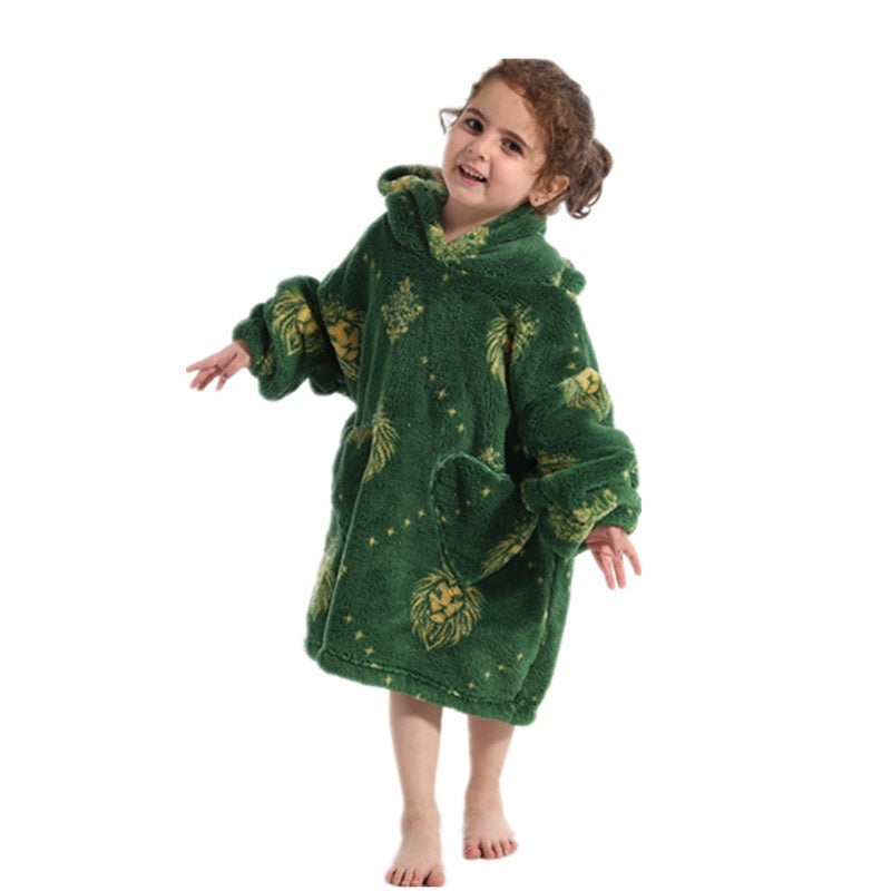 Boys And Girls Comfortable Cotton Velvet Cold-proof Clothes Lazy Blanket Hooded Plus-sized Thickened Blanket Lazy Clothes Children's Sleepwear - [[{"value":"{{ Babyvera Babyvera  }}"}]]