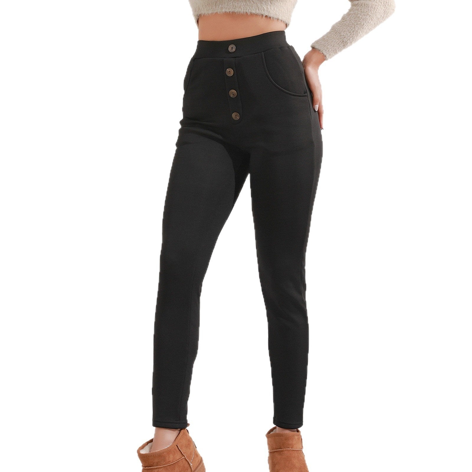 Women's Thick Leggings High Waist Button Casual - [[{"value":"{{ Babyvera Babyvera  }}"}]]