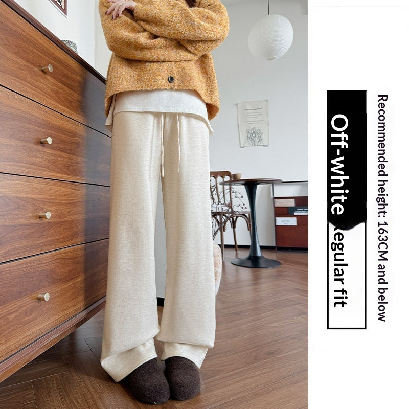 New Relaxed-fit Figure-flattering Straight-leg Casual Lounge-style High-waist Slim Wide-leg Pants - [[{"value":"{{ Babyvera Babyvera  }}"}]]