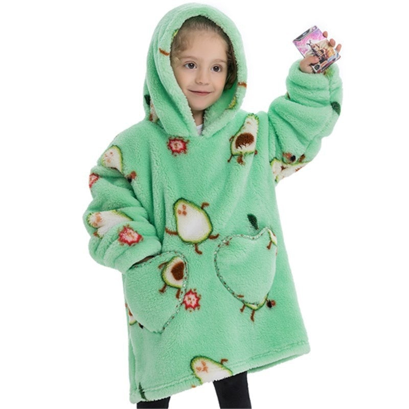 Boys And Girls Comfortable Cotton Velvet Cold-proof Clothes Lazy Blanket Hooded Plus-sized Thickened Blanket Lazy Clothes Children's Sleepwear - [[{"value":"{{ Babyvera Babyvera  }}"}]]