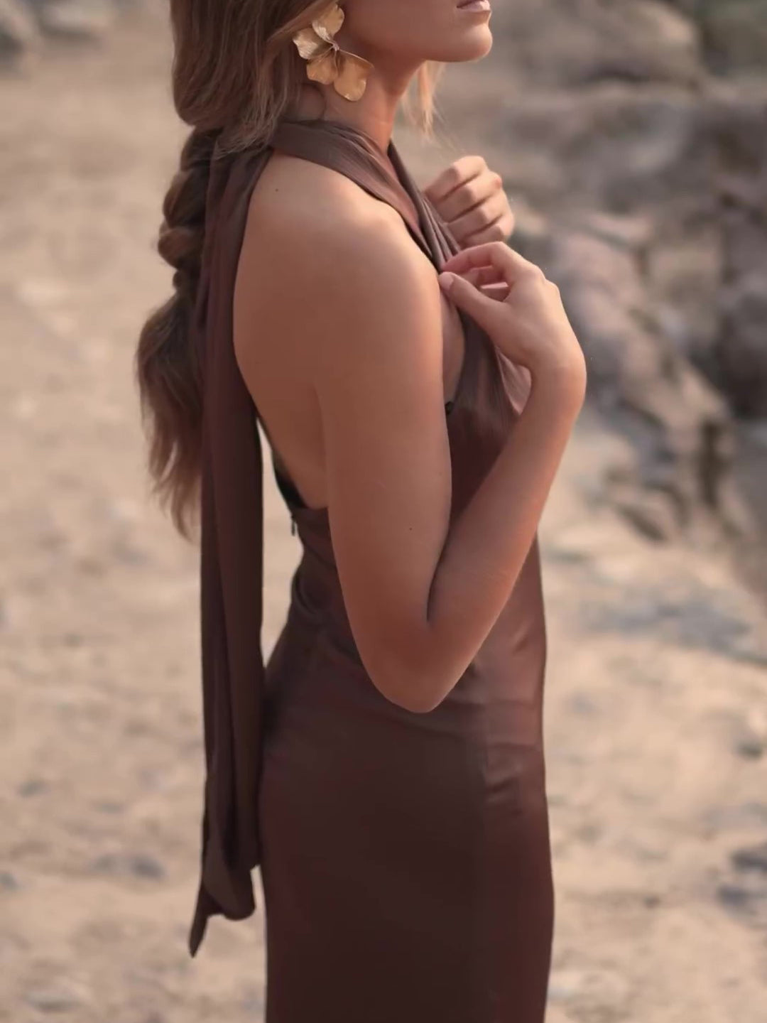 Solid Color Halterneck Maxi Dress - [[{"value":"{{ Babyvera Babyvera  }}"}]]