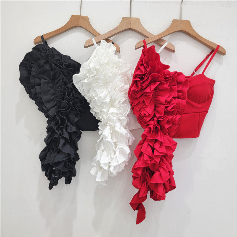Wooden Ear Pinch Pleated Handmade Flower Hot Girl Style Street Bandeau Sling - [[{"value":"{{ Babyvera Babyvera  }}"}]]