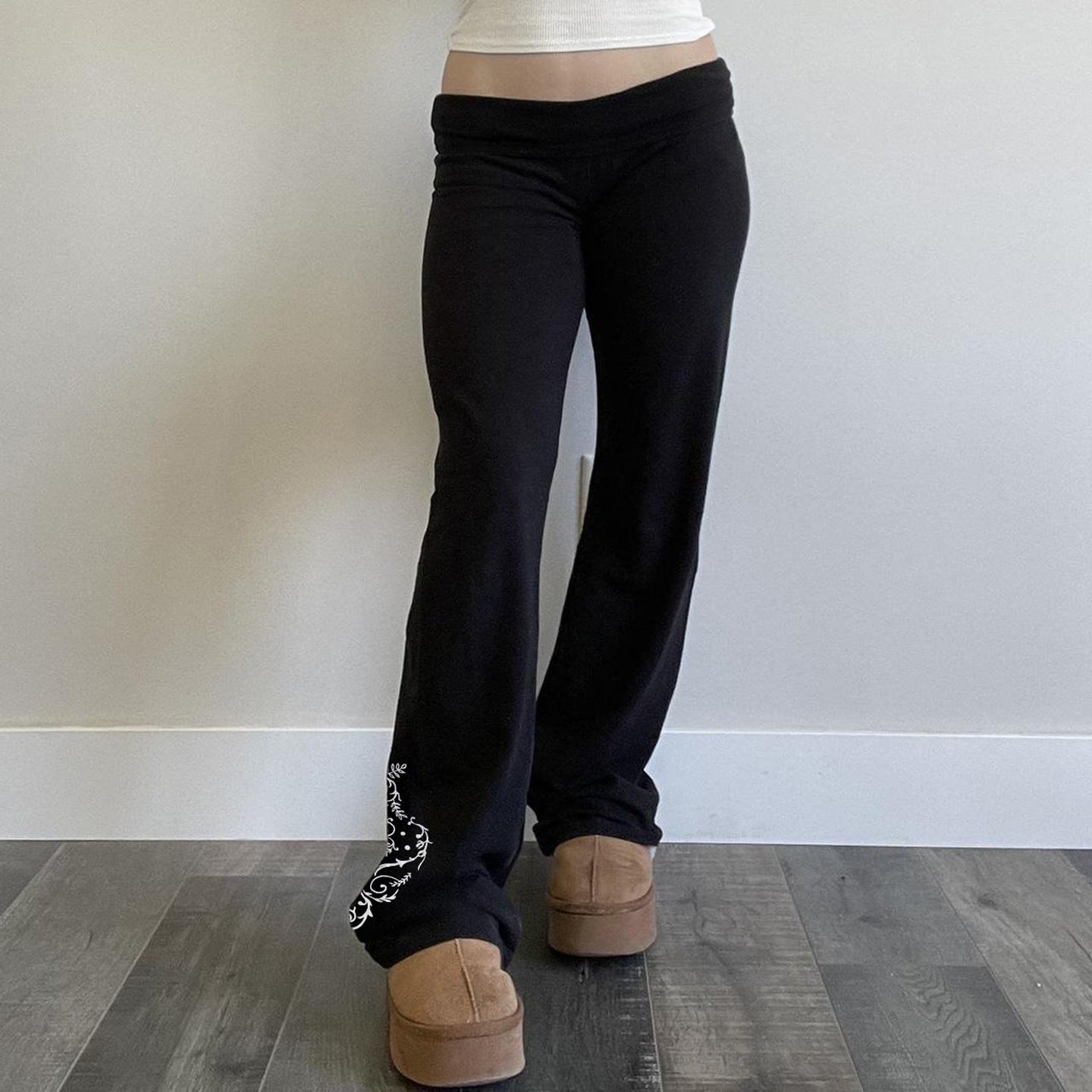 Vintage-style Personalized Printed Black Knit Pants - [[{"value":"{{ Babyvera Babyvera  }}"}]]