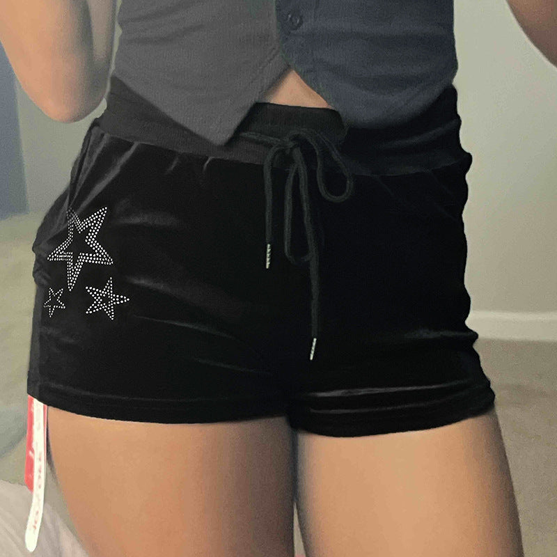 Women's Elastic High-Waist Loose Drawstring Velvet Shorts - [[{"value":"{{ Babyvera Babyvera  }}"}]]