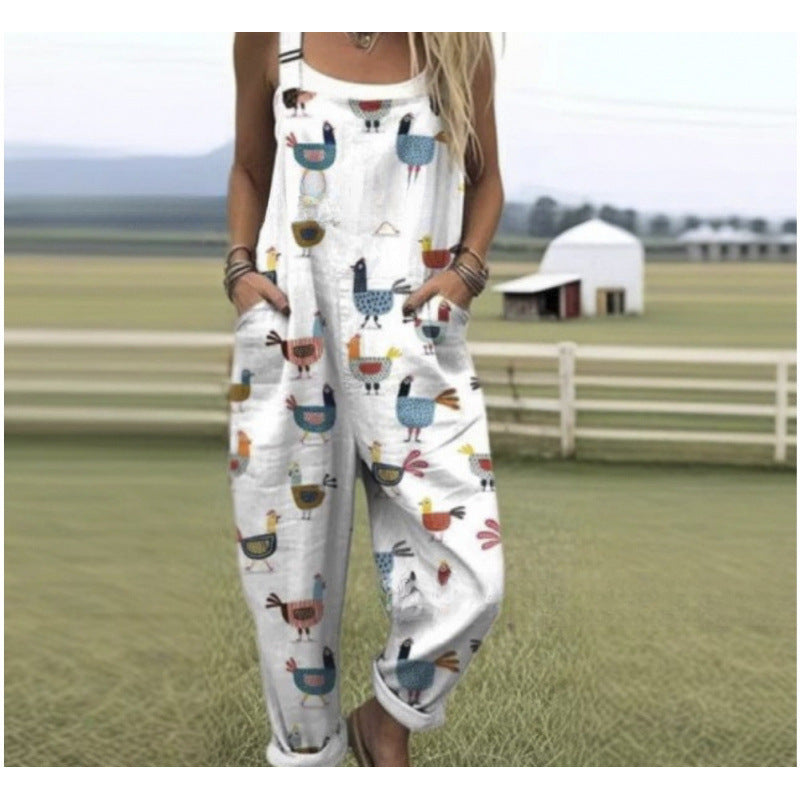Women's Summer Digital Printing Button Casual Suspender Trousers - [[{"value":"{{ Babyvera Babyvera  }}"}]]