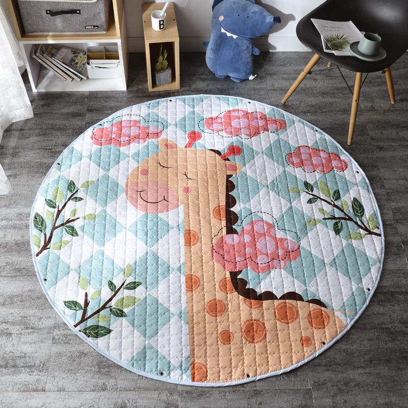 Round Fabric Baby Crawling Children's Play Mat, Toy Storage Blanket, Cotton Crawling Mat - [[{"value":"{{ Babyvera Babyvera  }}"}]]