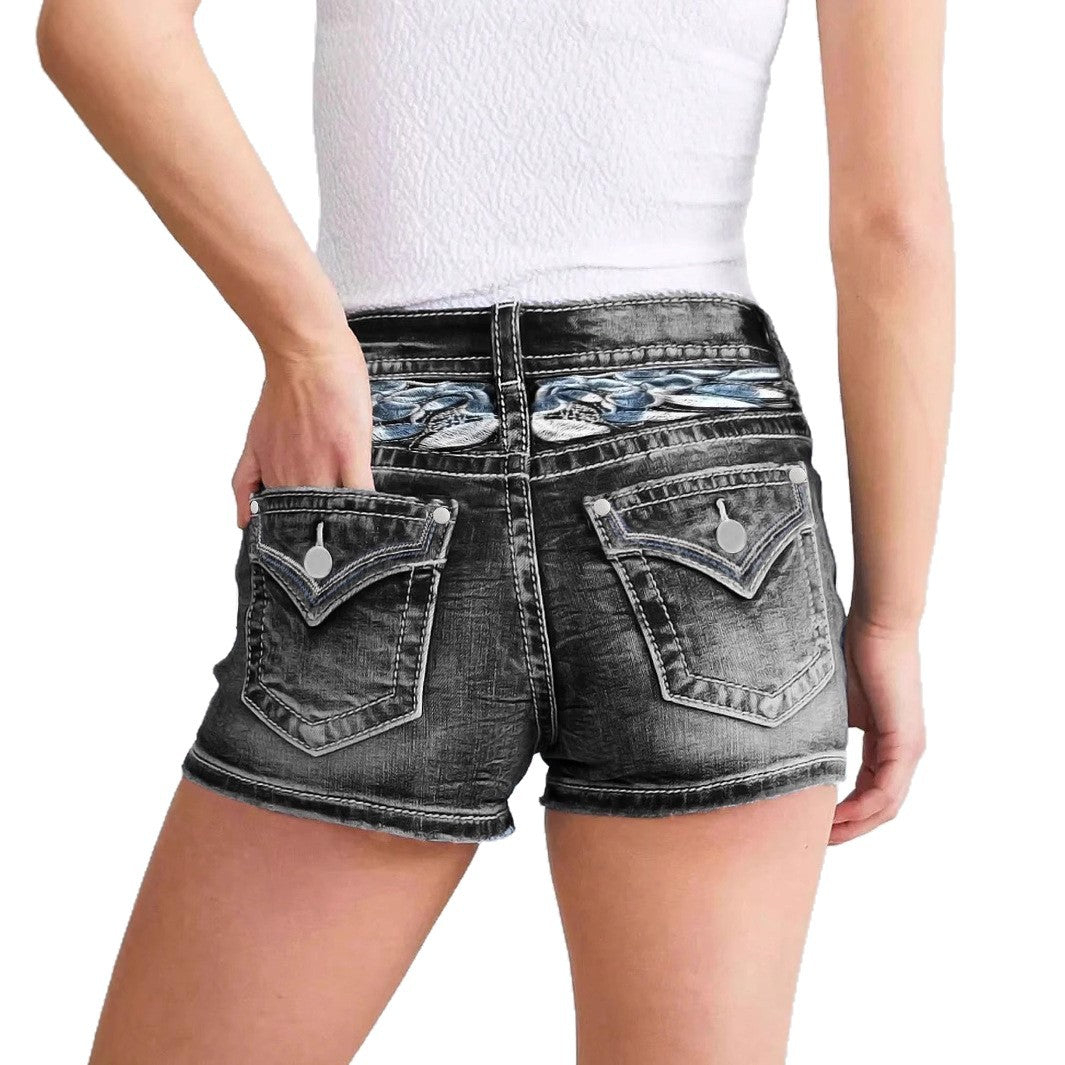 Women's Slim-fit Embroidered Fashion Denim Shorts - [[{"value":"{{ Babyvera Babyvera  }}"}]]