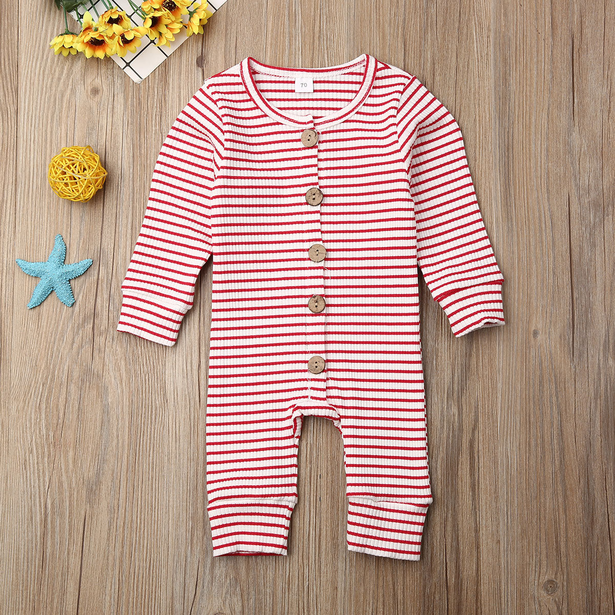 Newborn striped jumpsuit knitted warm clothing - [[{"value":"{{ Babyvera Babyvera  }}"}]]