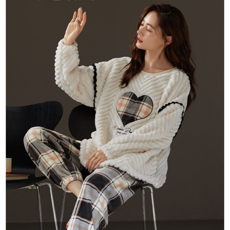 Couple Coral Fleece Thermal Pajamas Women's Long Sleeve Suit - [[{"value":"{{ Babyvera Babyvera  }}"}]]