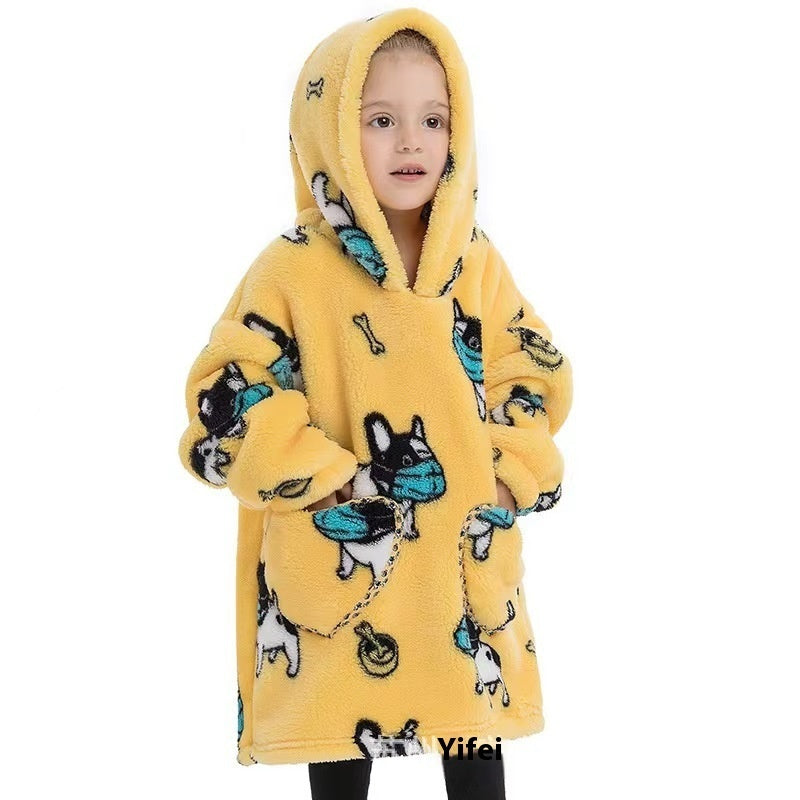Boys And Girls Comfortable Cotton Velvet Cold-proof Clothes Lazy Blanket Hooded Plus-sized Thickened Blanket Lazy Clothes Children's Sleepwear - [[{"value":"{{ Babyvera Babyvera  }}"}]]