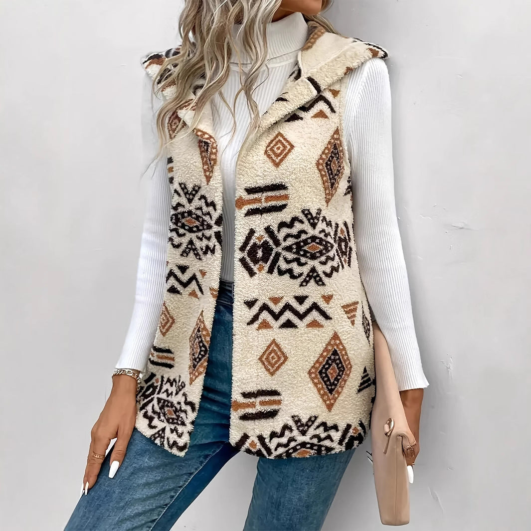 Women's Double-sided Printed Hooded Vest - [[{"value":"{{ Babyvera Babyvera  }}"}]]
