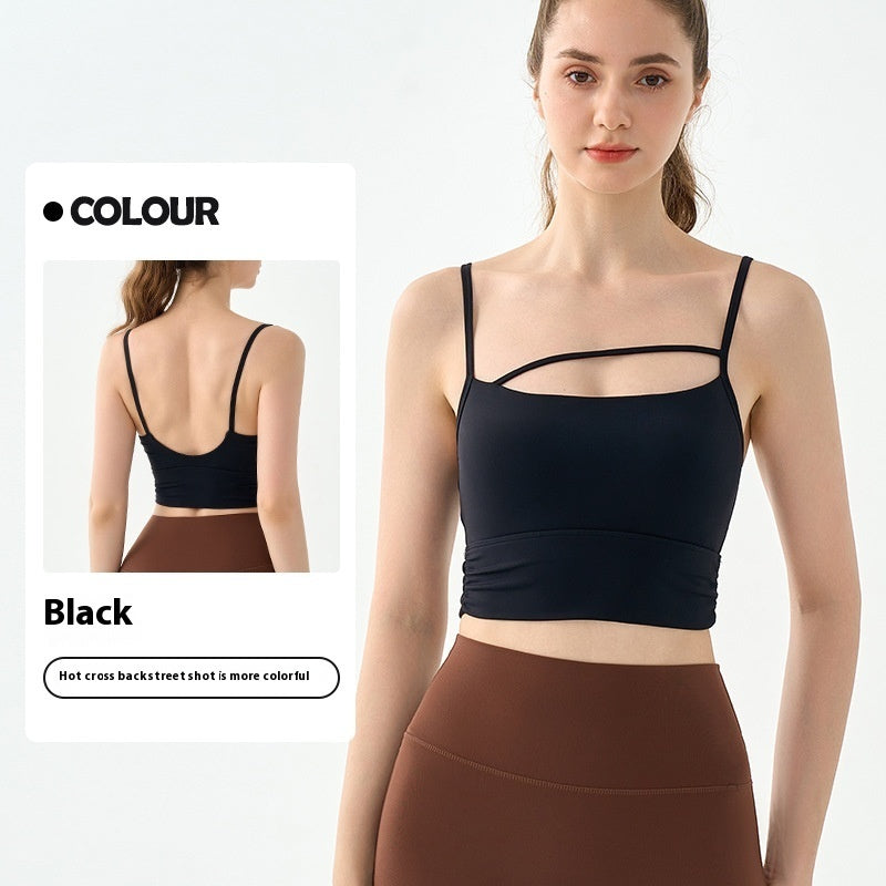 Short Sports Vest With Chest Pad Waist Pleated Workout Bra - [[{"value":"{{ Babyvera Babyvera  }}"}]]