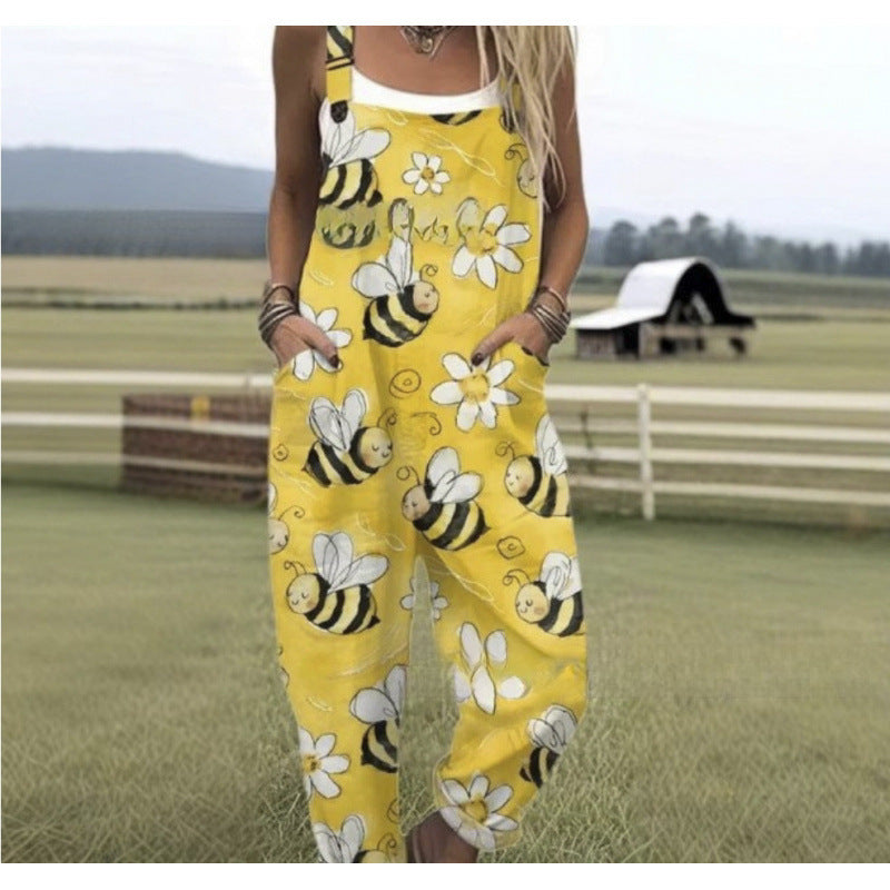 Women's Summer Digital Printing Button Casual Suspender Trousers - [[{"value":"{{ Babyvera Babyvera  }}"}]]