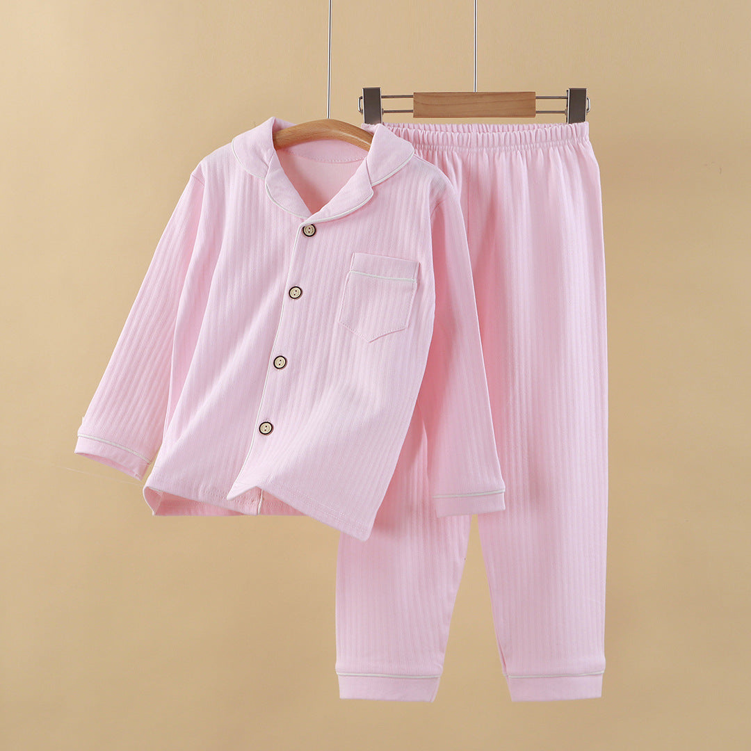 Parent-child Style Children's Pure Cotton Cardigan Homewear Solid Color Set - [[{"value":"{{ Babyvera Babyvera  }}"}]]