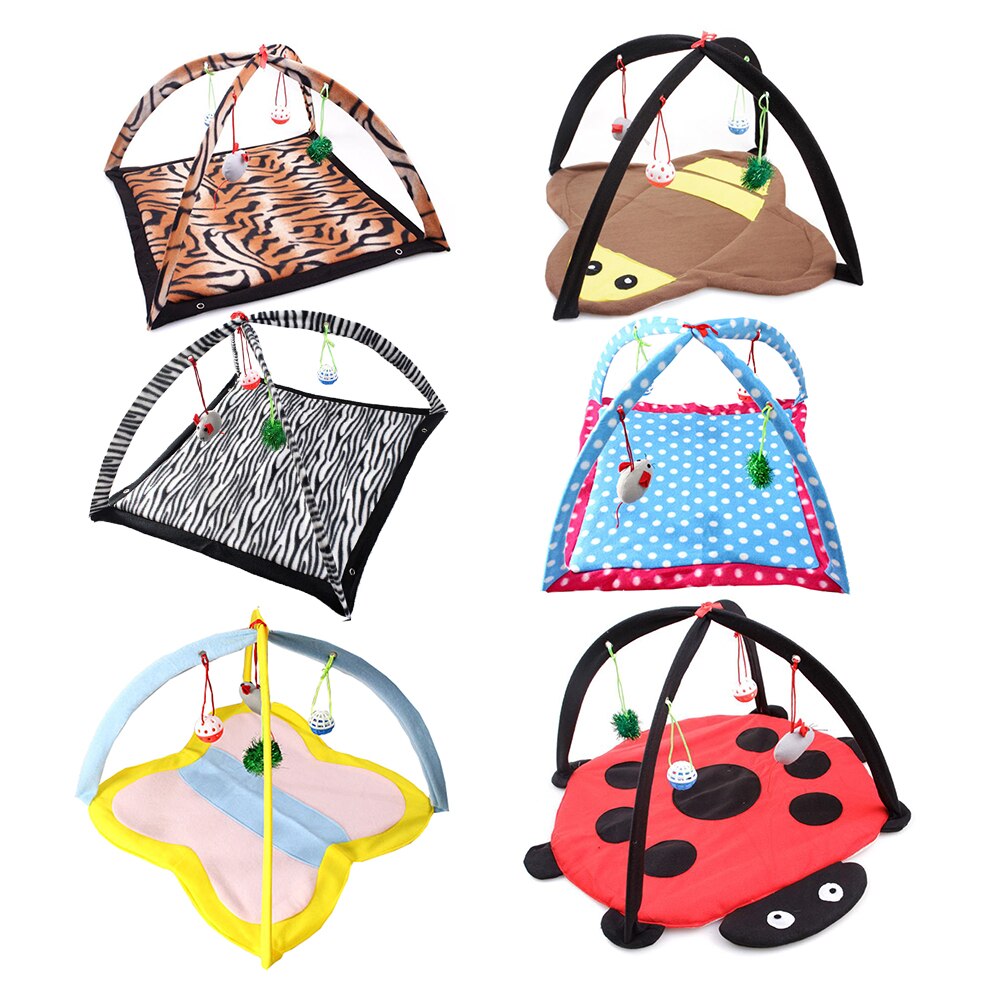 Cartoon Cat Play Tent Multifunctional Cat Hammocks Kitten Sleep Bed Foldable Cat Mat with Balls Cat Play House Toy - [[{"value":"{{ Babyvera Babyvera  }}"}]]