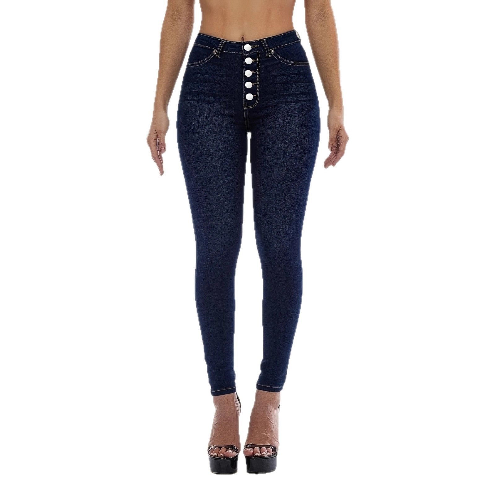 High-waisted Stretchy Multi-button Slim-fit Skinny Jeans - [[{"value":"{{ Babyvera Babyvera  }}"}]]