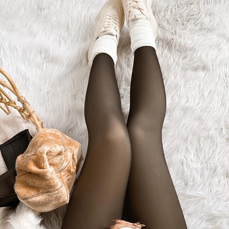 Thick Black Sheer Skin-toned Leg-warming Autumn And Winter Essential Fleece-lined Tights - [[{"value":"{{ Babyvera Babyvera  }}"}]]