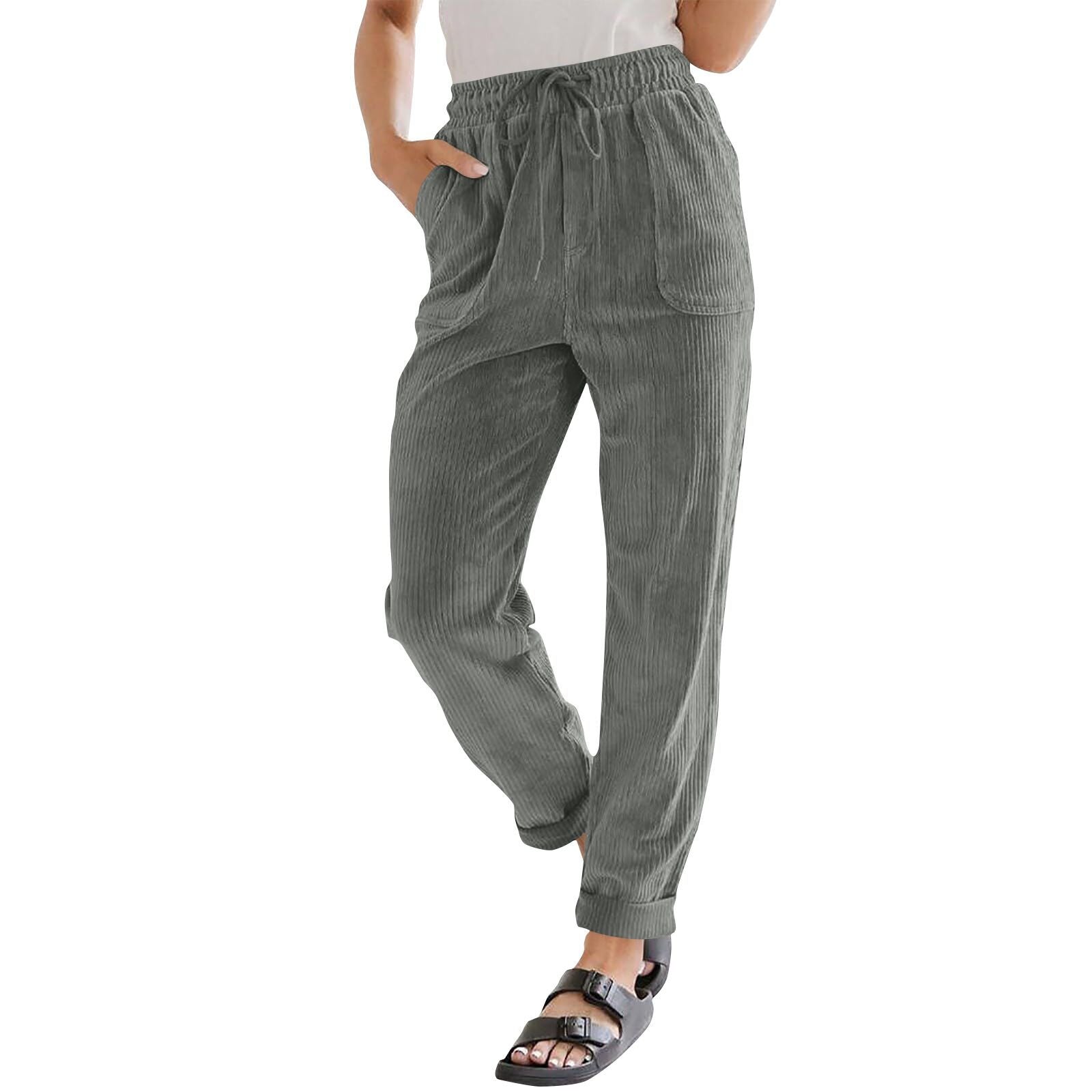 European And American Casual Pants Fashion Solid Color Corduroy Wide-leg Pants Women's Pants - [[{"value":"{{ Babyvera Babyvera  }}"}]]