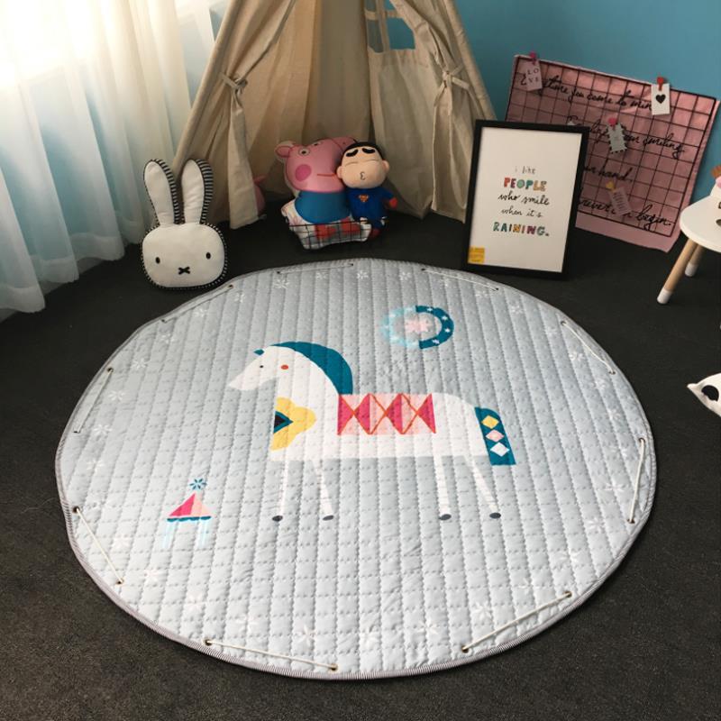 Round Fabric Baby Crawling Children's Play Mat, Toy Storage Blanket, Cotton Crawling Mat - [[{"value":"{{ Babyvera Babyvera  }}"}]]