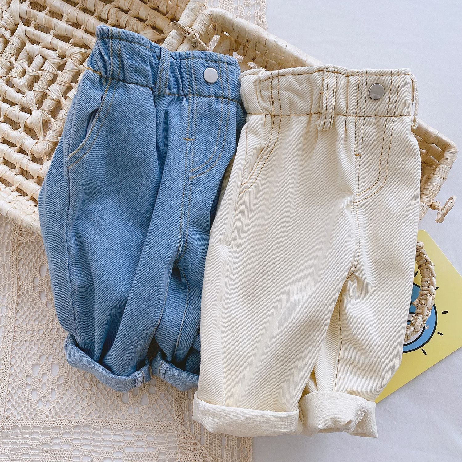 Baby Solid Color Casual High Waist Soft Jeans - [[{"value":"{{ Babyvera Babyvera  }}"}]]