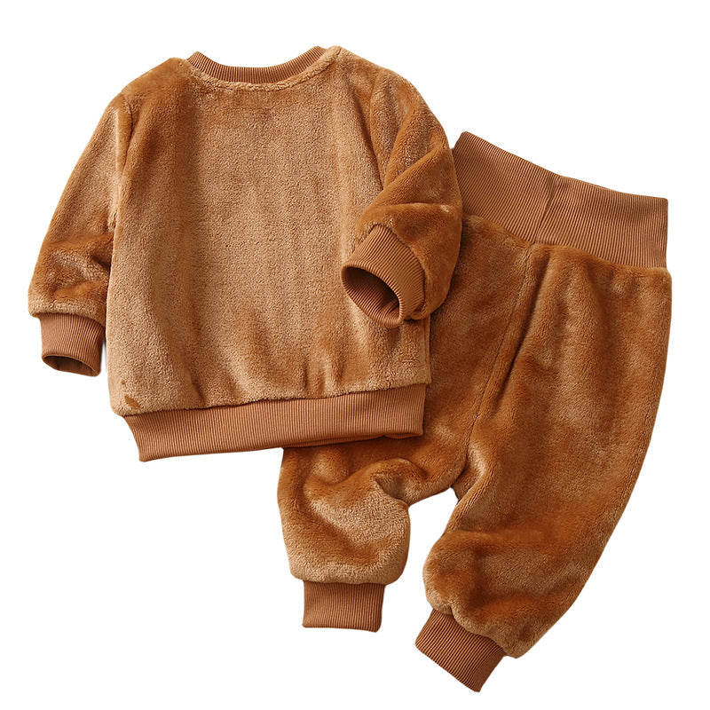 Children's Suit Autumn And Winter Boys And Girls Fleece-lined Thermal Pajamas - [[{"value":"{{ Babyvera Babyvera  }}"}]]