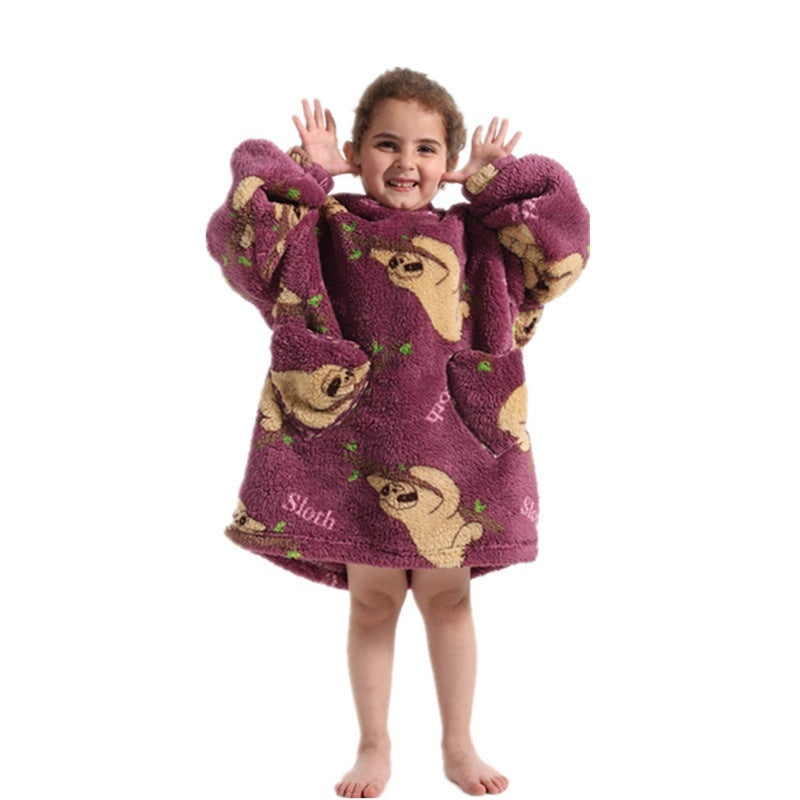 Boys And Girls Comfortable Cotton Velvet Cold-proof Clothes Lazy Blanket Hooded Plus-sized Thickened Blanket Lazy Clothes Children's Sleepwear - [[{"value":"{{ Babyvera Babyvera  }}"}]]
