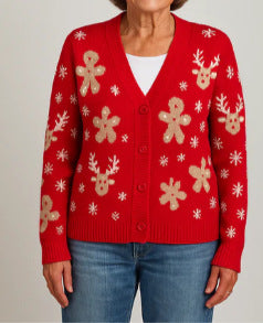 Womens Printed Drop-Shoulder Cardigan Sweater - [[{"value":"{{ Babyvera Babyvera  }}"}]]