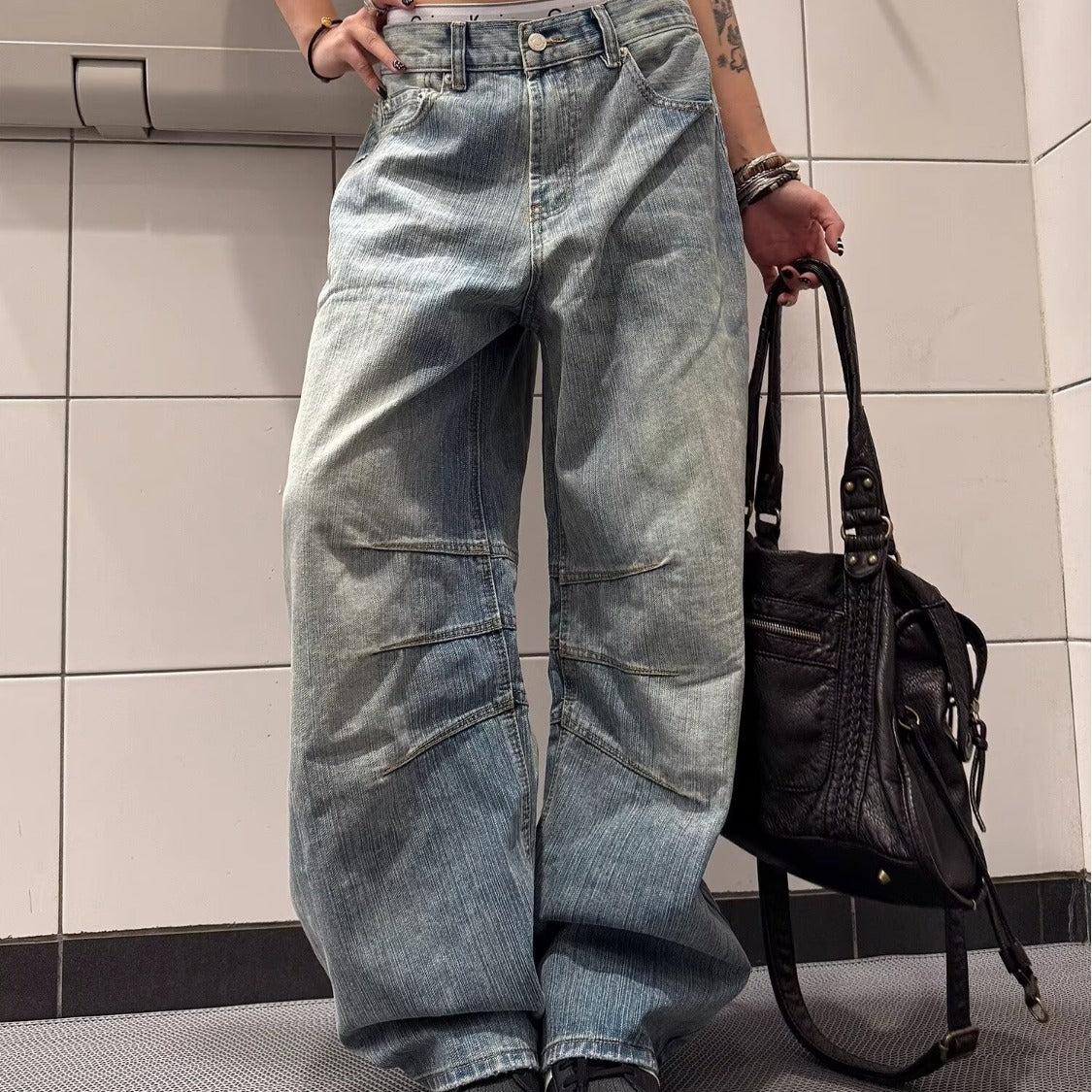 Female Loose And Casual Retro Herringbone Flare Denim Jeans - [[{"value":"{{ Babyvera Babyvera  }}"}]]