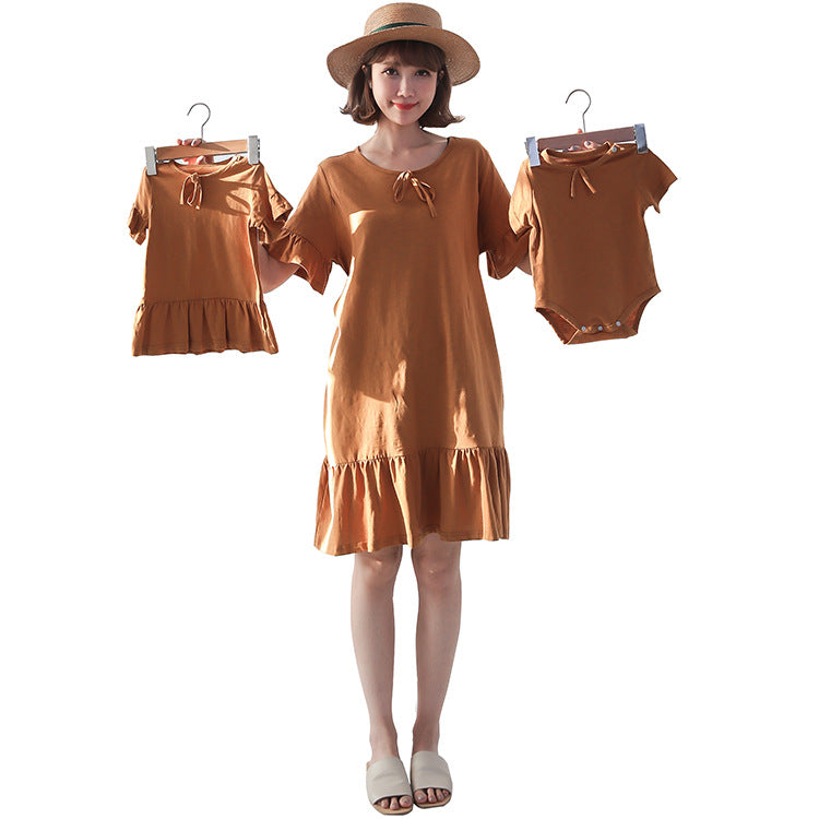 Mid-length Maternity Dress Parent-child Nursing Clothes Slimming - [[{"value":"{{ Babyvera Babyvera  }}"}]]