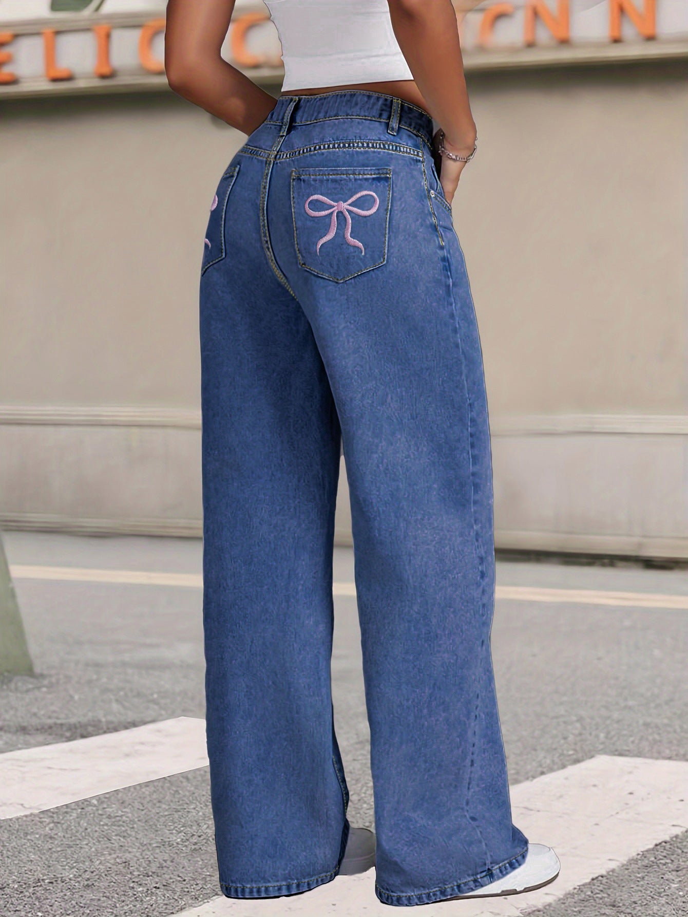Bow-knot Embroidered Trendy Loose-fit Casual Jeans - [[{"value":"{{ Babyvera Babyvera  }}"}]]