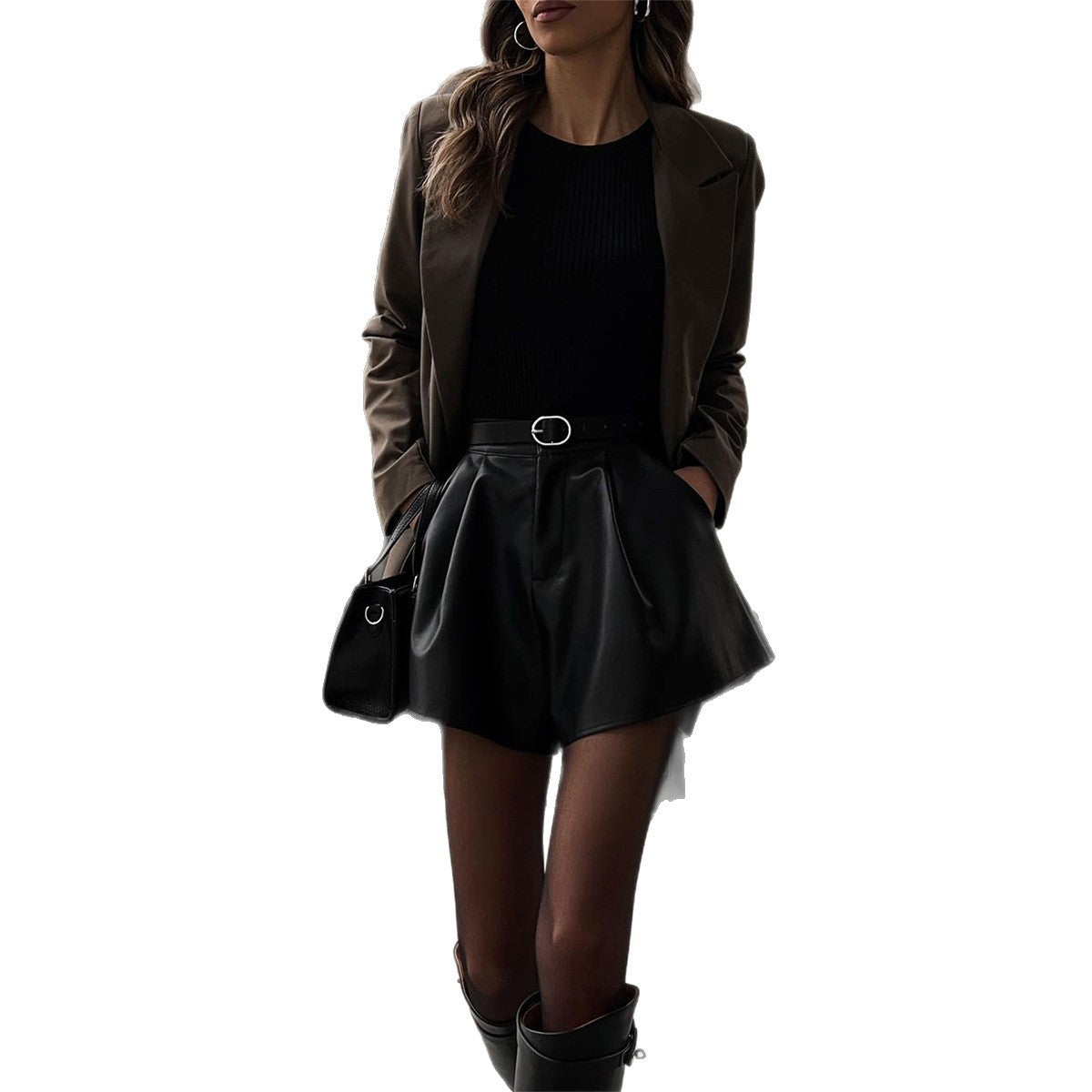 Elegant Chic Casual Versatile Solid-color Leather Shorts For Women - [[{"value":"{{ Babyvera Babyvera  }}"}]]