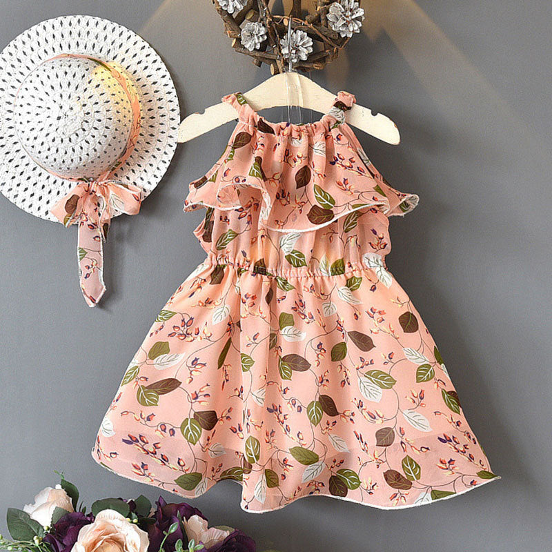 Kids Dress Girls Leaf Chiffon Sleeveless Holiday Bohemian - [[{"value":"{{ Babyvera Babyvera  }}"}]]