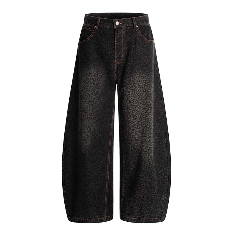 Women's Black Gradient Leopard-Print Denim Jeans - [[{"value":"{{ Babyvera Babyvera  }}"}]]