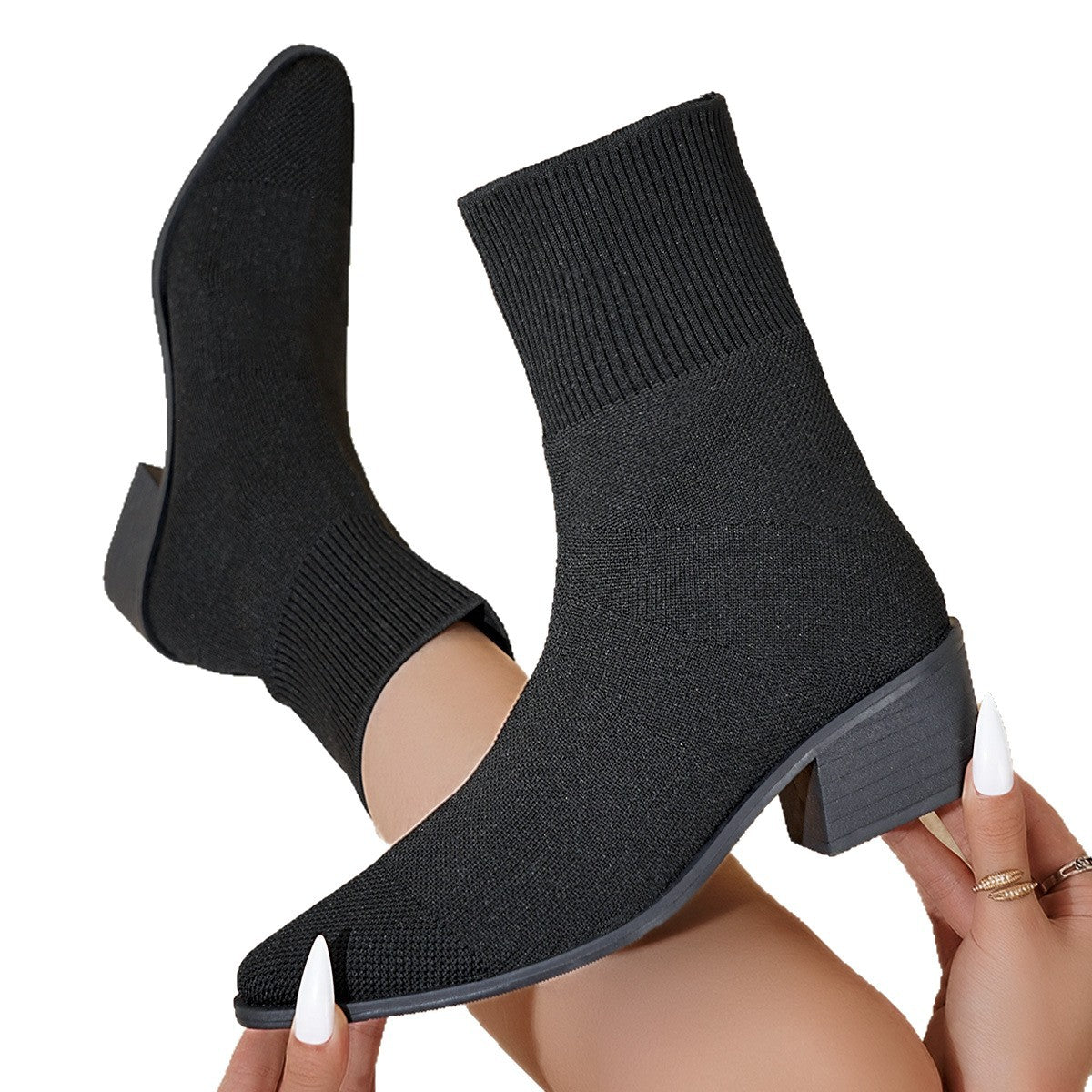 New Style Mid-calf Pointed-toe Socks That Flatter And Slim The Legs Paired With Ankle Boots - [[{"value":"{{ Babyvera Babyvera  }}"}]]