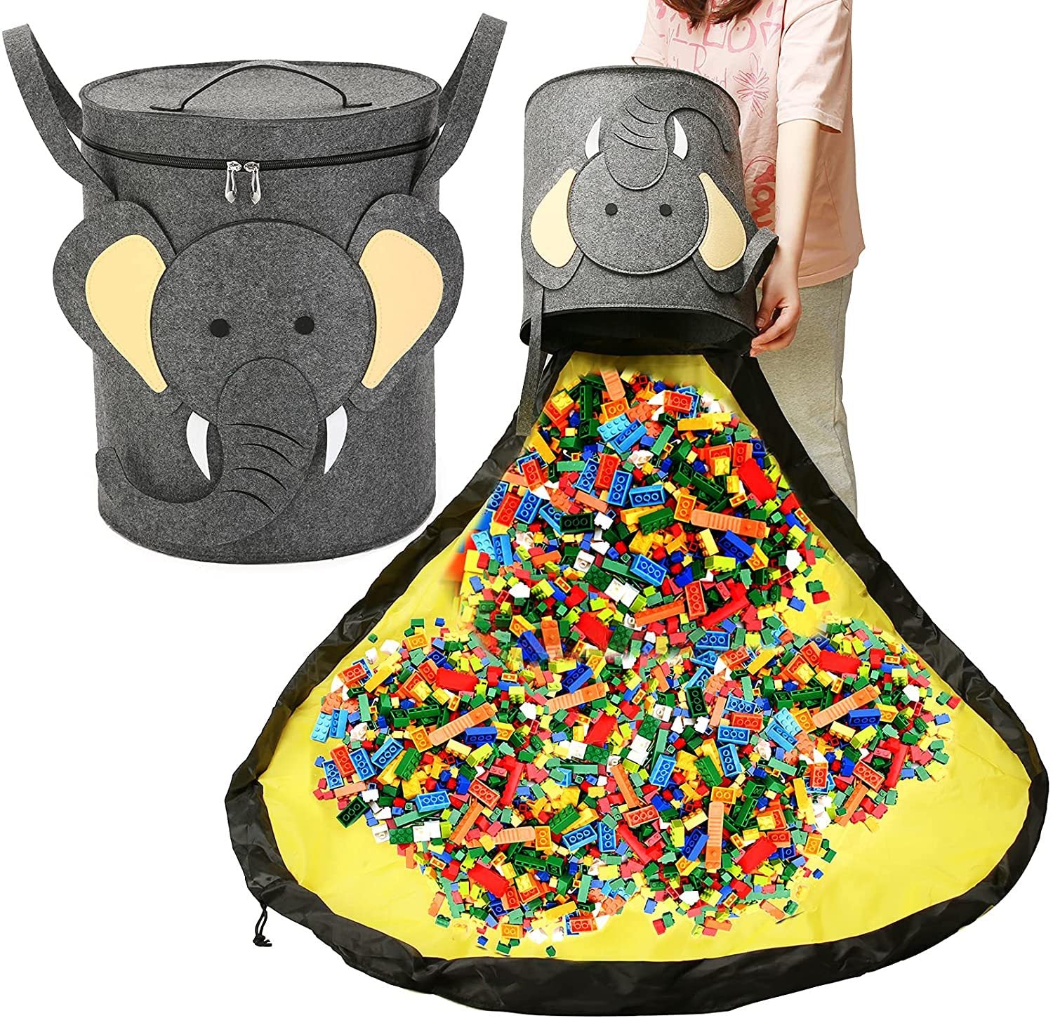 Felt Storage Bag Toy Play Mat 2 In 1 Pull Rope - [[{"value":"{{ Babyvera Babyvera  }}"}]]