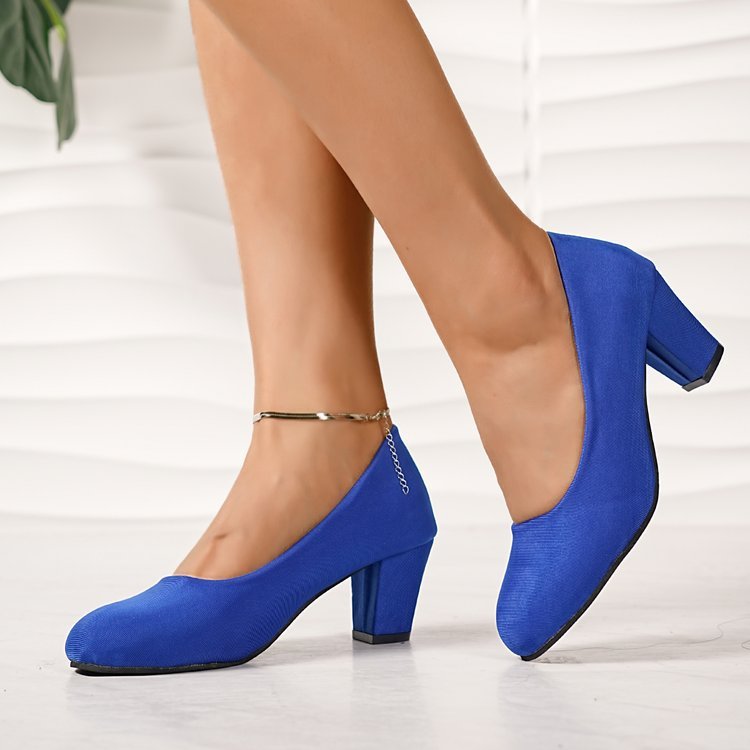 Arrival French - style Elegant Chunky - heel Large - size Pumps For Women - Babyvera