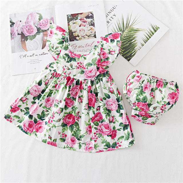 Cotton Baby Ruffled Floral Print Dress - [[{"value":"{{ Babyvera Babyvera  }}"}]]