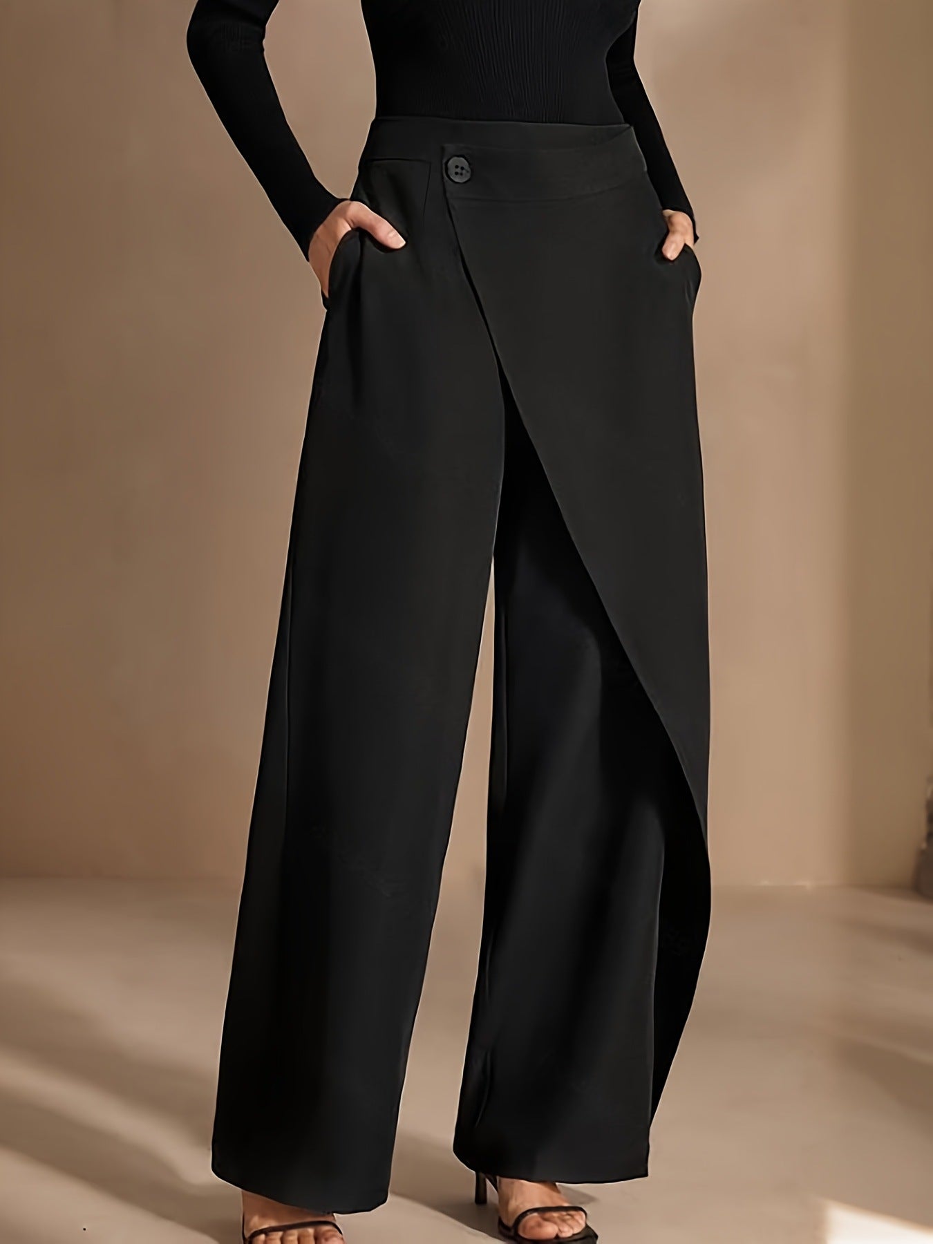Asymmetrical Draping Suit-style High-waisted Slimming Casual Pants - [[{"value":"{{ Babyvera Babyvera  }}"}]]